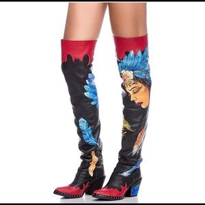 Mineli Boutique Hand Painted Thigh High Boots